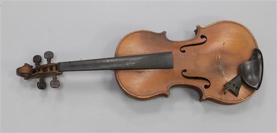 A Leon Bernardel violin, body 14.5in. length overall 23.5in.